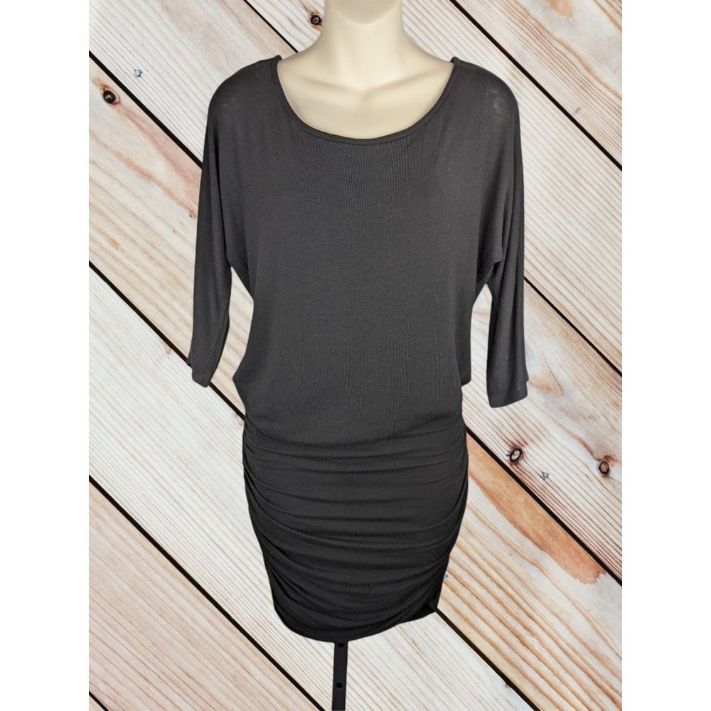 Ella Moss Anthropologie Black Ruched Dress S